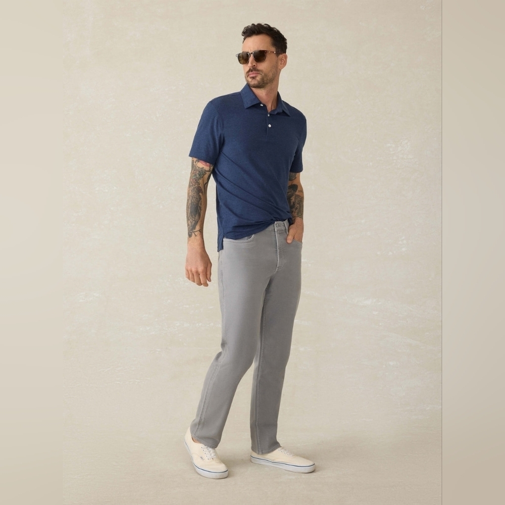 Faherty | Gray Stretch Terry 5-Pocket Pant Size 32x32